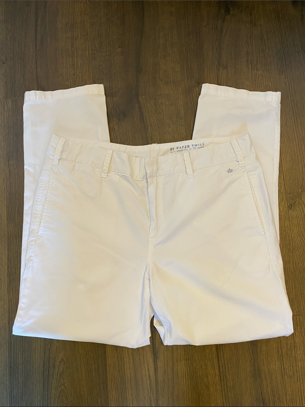 Women's White G1 Paper Twill Pants 100% Cotton Size 8